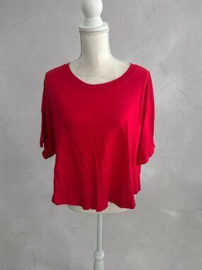 ZENANA Red Short Sleeve Basic Slub Tee Size Large